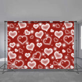 Aperturee - Burgundy Full Of Heart Valentines Day Backdrop